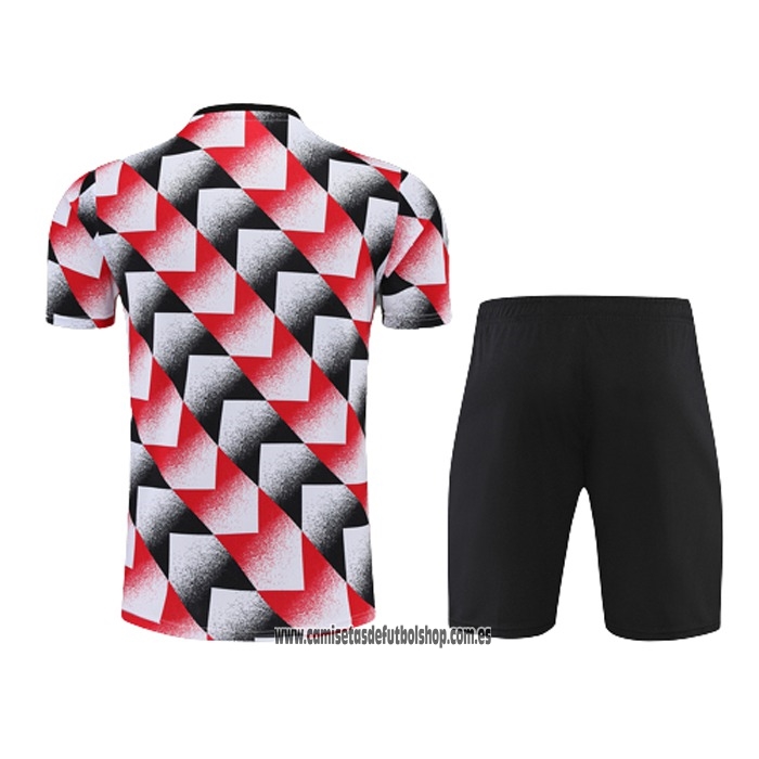 Chandal del Manchester United 22-23 Manga Corta Negro y Rojo - Pantalon Corto